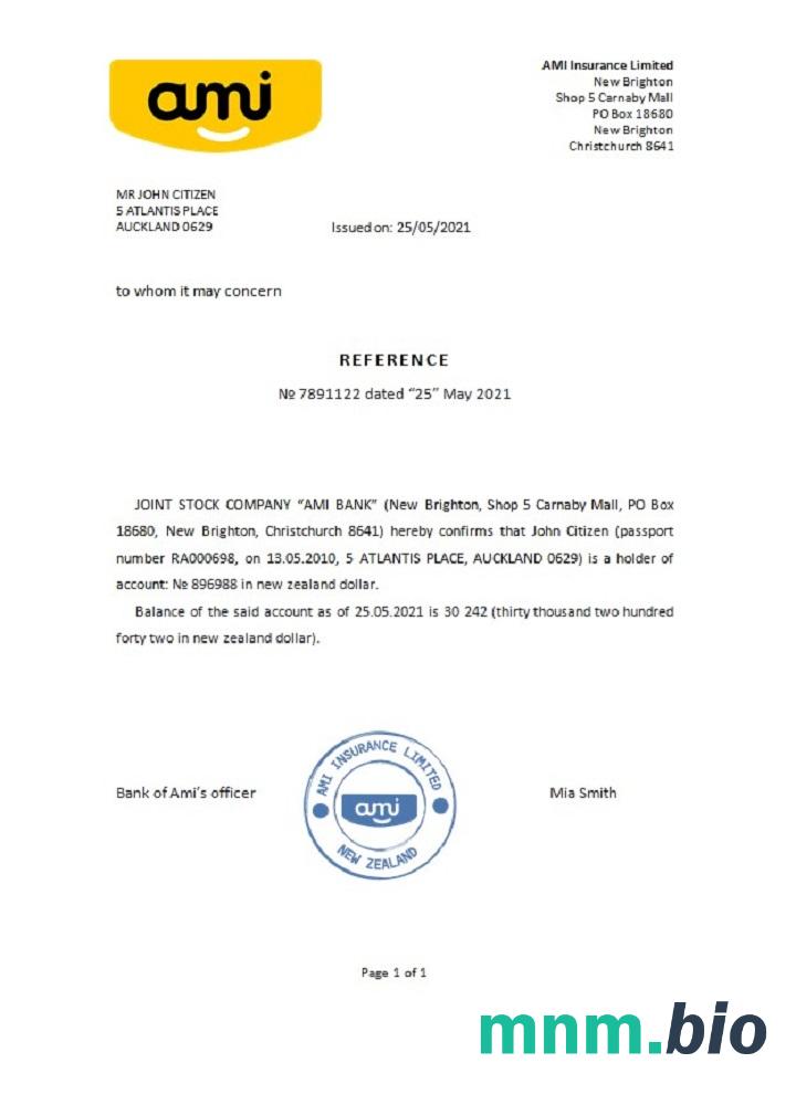 Przykład referencyjny Banku Ami w Nowej Zelandii w formatach Word i PDF